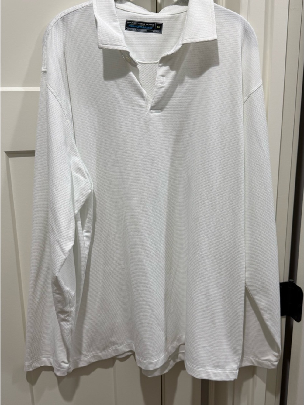 Roundtree and Yorke White Long-Sleeve Polo Shirt